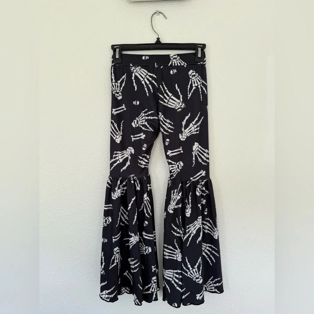 Skeleton Hands Bell Bottom Pants